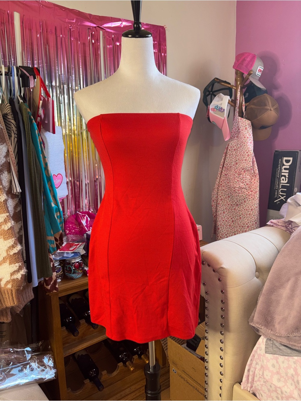 Heart Hips Strapless Red Mini Dress